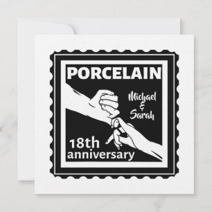 18 års bröllopsdag porslin traditionell inbjudningar