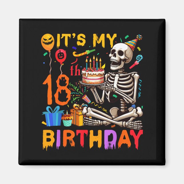 18-års födelsedag Halloween skelett Matchande fest Magnet (Framsidan)