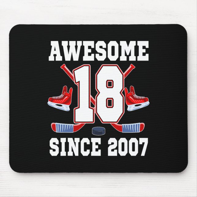 18-års födelsedag ishockey tema Awesome Sinc Musmatta (Framsidan)