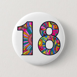18-års födelsedag mandela 18 Hippie chic färgglatt Knapp