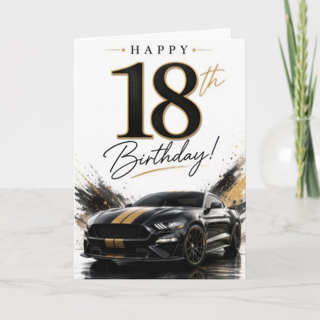 18-års pojke bil födelsedag kort (Framsida)