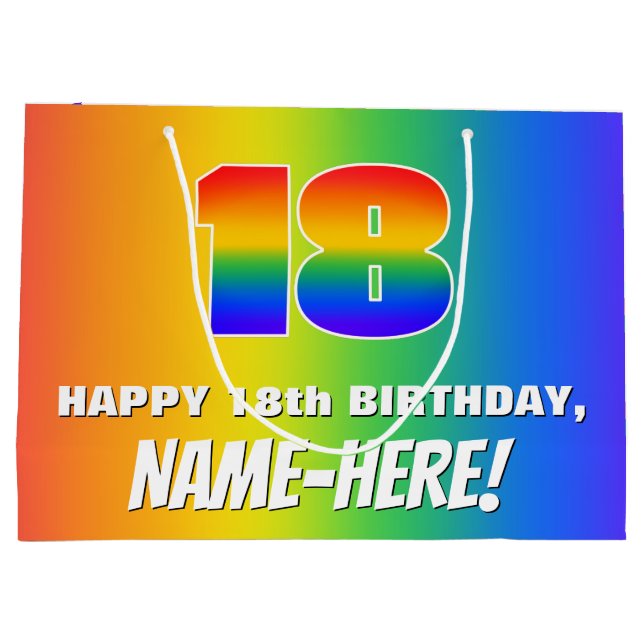 18-årsdag: Färgglatt, roligt regnbågsmönster #18 (Baksidan)