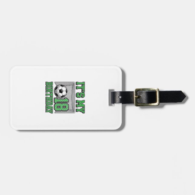 18-årsdag Fotboll Vintage Bagagebricka (Horisontell Framsida)