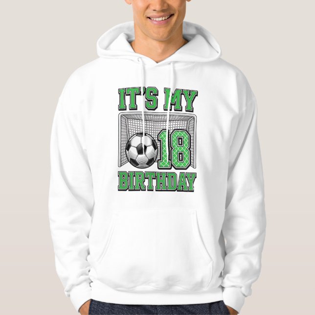 18-årsdag Fotboll Vintage Hoodie (Framsida)
