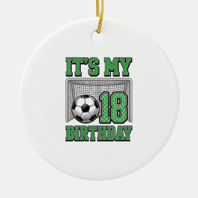 18-årsdag Fotboll Vintage Julgransprydnad Keramik (Framsidan)