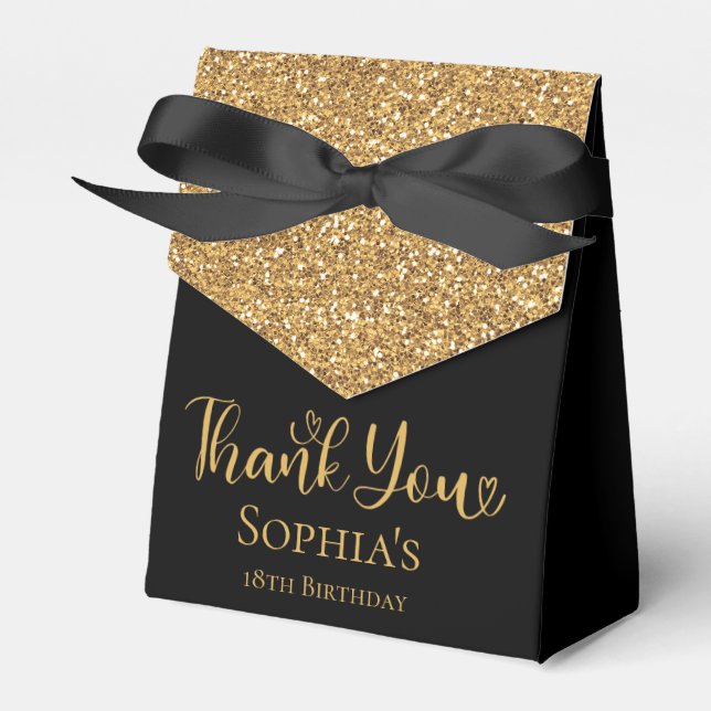 18-årsdag Guld Glitter Tack Presentaskar (Framsidan Sidan)