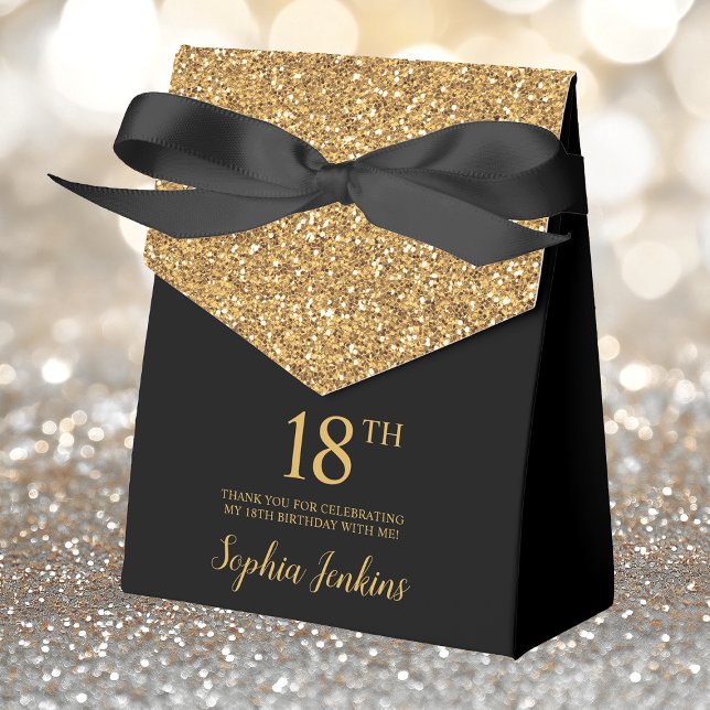 18-årsdag Guld Glitter Tack Presentaskar (Skapare uppladdad)