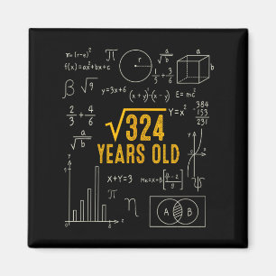 18-årsdag Kvadratroten Ur 324 Älskar Matte 18 År Magnet
