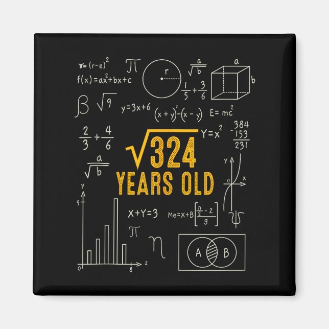 18-årsdag Kvadratroten Ur 324 Älskar Matte 18 År Magnet (Framsidan)