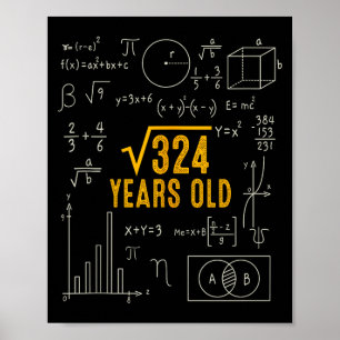 18-årsdag Kvadratroten Ur 324 Älskar Matte 18 År Poster