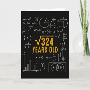 18-årsdag Kvadratroten Ur 324 Kärlek Matematik 18  Kort