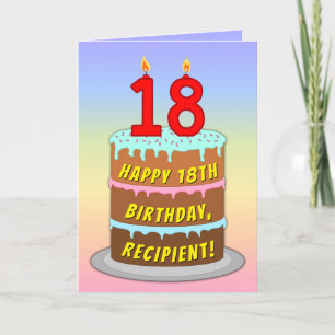 18-årsdag — Rolig tårta & ljus, med anpassat namn Kort