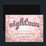 18-årsdag Rose Guld Rosa Ballonger Glitter Inbjudningar<br><div class="desc">Elegant 18-årsfest design med Rose Guld Rosa Ballonger Glitter Konfetti-motiv,  samt anpassad namn- och detaljtext. Lätt att använda och lätt att anpassa. Beställ idag!</div>