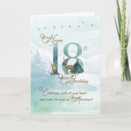 18-årsdag Ständigt gröna tallar och hjortar Natur Kort