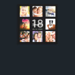 18-årsdag svart fotokollage namn canvastryck<br><div class="desc">En unik 18:e födelsedagspresent eller keepsaké som firar sitt liv med en kollage av 8 av dina foton. Lägg till bilder från hennes familj, vänner, sällskapsdjur, hobbieser eller drömresmål. Anpassa och lägg till namn, 18 år och ett datum. Grått och vit färgad brev. Chicens svarta bakgrund. Den här arbetsytan finns...</div>