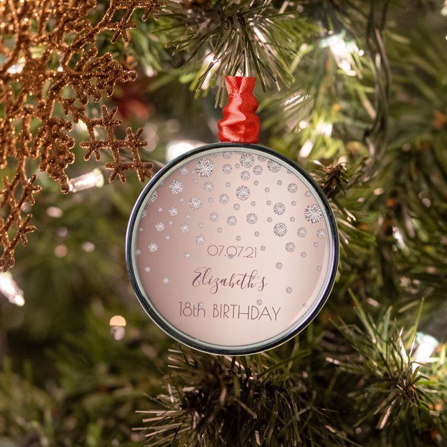 18-årsdagen för diamanterna ro guld gnistra namn julgransprydnad metall (Skapare uppladdad)