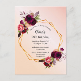 18-årsdagen för inbjudan till den  blommigten ro g