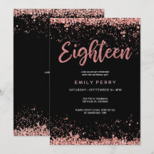 18-årsdagen för inbjudan till ro guld glitter