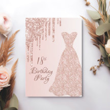 18-årsdagen ro guld klänning glitter dropp