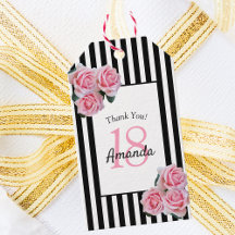 18-årsdagen rosa blommigt ro svart rand