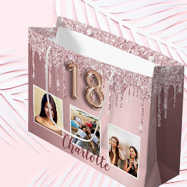18-årsdagen rosa glitter droppar fotomonogram