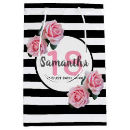 18-årsdagen rosa ros svartvit rand