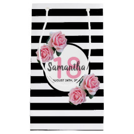 18-årsdagen rosa ros svartvit rand