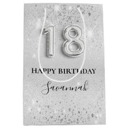 18-årsdagen silver glitter monogram