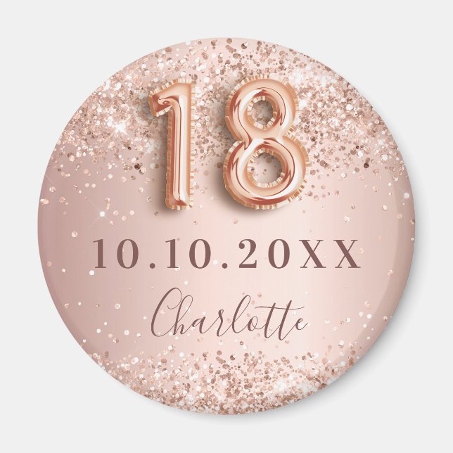 18-årsfirande rose gold blush save the date magnet (Framsidan)