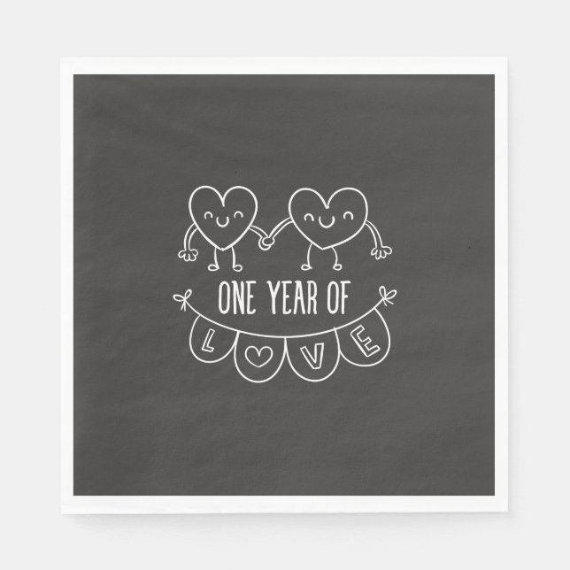 18-årsjubiléet Gift Chalk Hearts Pappersservett (Framsidan)