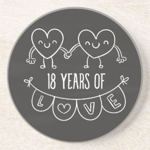 18-årsjubiléet Gift Chalk Hearts Underlägg Sandsten