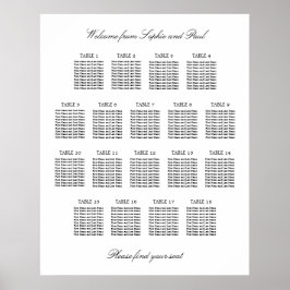 18 Bord Elegant Minimalistisk Placeringsplan Poster