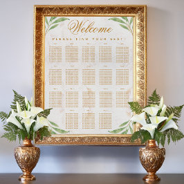 18 Bord Placeringsplan Löv Grönska Botanisk  Poster