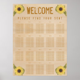 18 Bord Placeringsplan Rustik Trä Solros  Poster