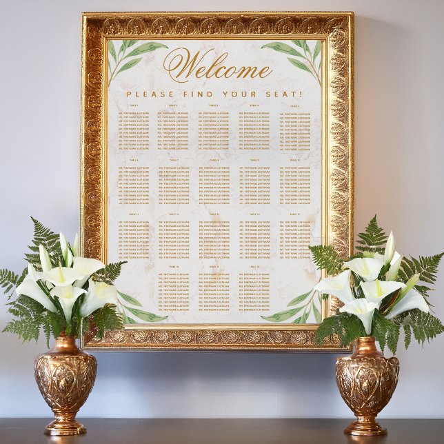 18 Bord Sittplatsdiagram Löv Greenery Botanical Poster (Skapare uppladdad)