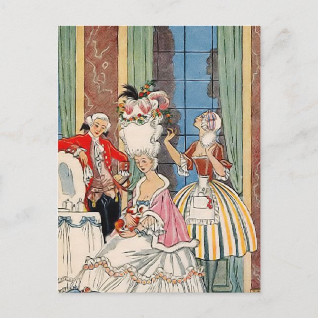 18:e århundradets Fransk Mode av George Barbier Vykort (Framsida)