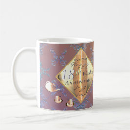 18:e årsdagen för Porcelain Cats Öga Lavender Kaffemugg