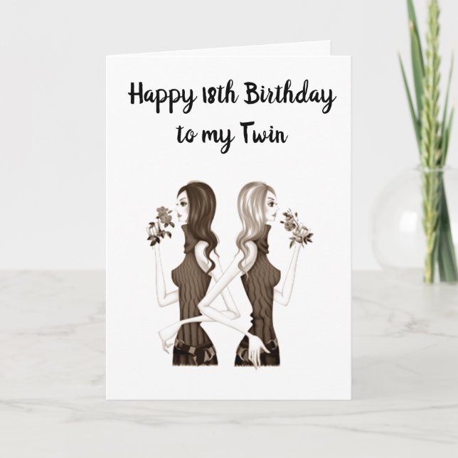 **18:e BIRTHDAY ÖNSKEMÅL TILL MIN **TWIN SISTER** Kort (Framsida)