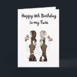 **18:e BIRTHDAY ÖNSKEMÅL TILL MIN **TWIN SISTER** Kort<br><div class="desc">Om det är lätt att vara tvilling med din syster...  låt henne veta i dag genom att skicka henne det här Roligten födelsedagskort för HER ***18:e BIRTHDAY***</div>