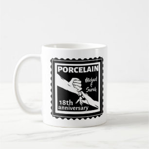 18:e bröllop-årsdagen för porslin traditionellt kaffemugg