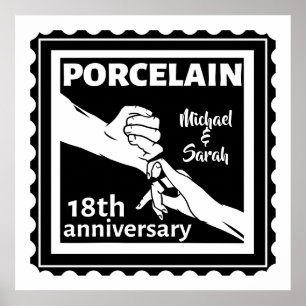 18:e bröllop-årsdagen för porslin traditionellt poster