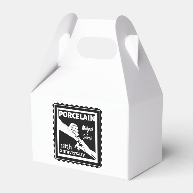 18:e bröllop-årsdagen för porslin traditionellt presentaskar (Framsidan Sidan)