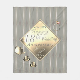 18:e Bröllop-årsdagen Porcelain Cats Öga Fleecefilt