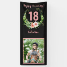18:e eller någon ålder Födelsedagens Rosa Blommig