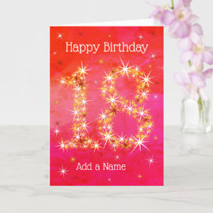 18:e födelsedag - 18-stjärniga - intensivt röd kort