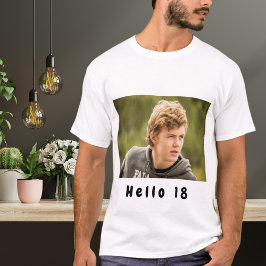 18:e födelsedag anpassningsbar foto hej 18 pojkar t shirt