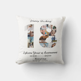 18:e födelsedag Anpassningsbar Photo Collage Dekor Kudde