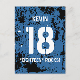 18:e födelsedag artonde Sten BLUE Grunge F18Z Meddelande Vykort