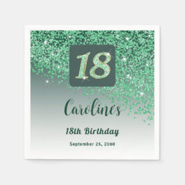 18:e födelsedag Chic Grönt Glitter Pappersservett