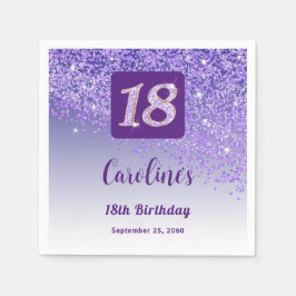 18:e födelsedag Chic Lila Glitter Napkins Pappersservett